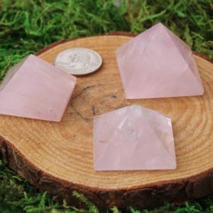 Shop Rose Quartz Shapes! Rose Quartz Small Pyramid A-C | Natural genuine stones & crystals in various shapes & sizes. Buy raw cut, tumbled, or polished gemstones for making jewelry or crystal healing energy vibration raising reiki stones. #crystals #gemstones #crystalhealing #crystalsandgemstones #energyhealing #affiliate #ad