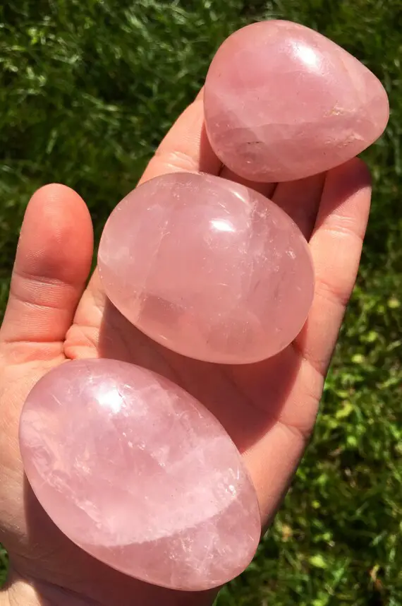 Rose Quartz Crystal Palm Stone - Rose Quartz Crystal - Polished Rose Quartz Worry Stone - Rose Quartz Palm Stone - Pink Crystal For Love