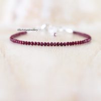 Ruby Beaded Bracelet In Sterling Silver, Gold Or Rose Gold Filled, Dainty Stacking Bracelet, Delicate Precious Gemstone Jewelry For Women | Natural genuine Gemstone jewelry. Buy crystal jewelry, handmade handcrafted artisan jewelry for women.  Unique handmade gift ideas. #jewelry #beadedjewelry #beadedjewelry #gift #shopping #handmadejewelry #fashion #style #product #jewelry #affiliate #ad