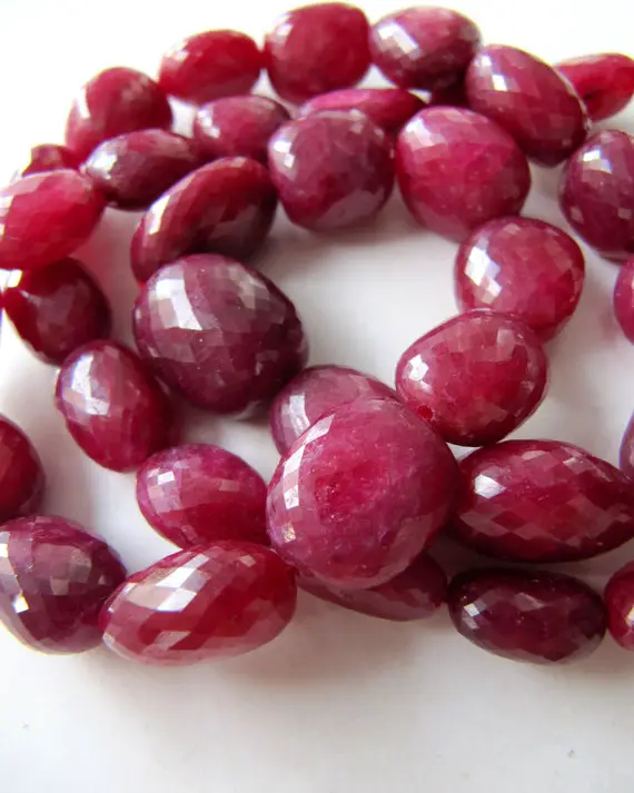 Ruby Nuggets • 17 Inch Strand • 12-16mm • aaa Micro Faceted • Natural Ruby • Treated • Dyed • Beautiful Colour • For Statement Necklace