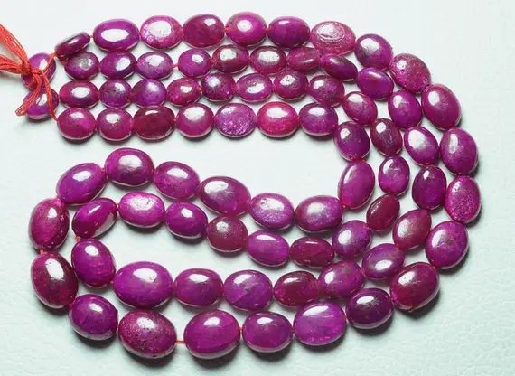 14 Inches Strand Natural Ruby Plain Oval Beads 6x8mm To 10x13mm Smooth Oval Gemstone Beads Pink Ruby Beads Strand Precious Stone No5253