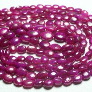 Shop Ruby Bead Shapes! 16 Inch Strand Natural Ruby Plain Oval Beads 4x6mm to 6×8.5mm Smooth Oval Gemstone Beads Pink Ruby Beads Strand Jewelry Making Beads No5254 | Natural genuine other-shape Ruby beads for beading and jewelry making.  #jewelry #beads #beadedjewelry #diyjewelry #jewelrymaking #beadstore #beading #affiliate #ad