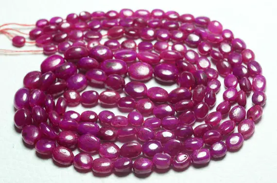 16 Inch Strand Natural Ruby Plain Oval Beads 4x6mm To 6x8.5mm Smooth Oval Gemstone Beads Pink Ruby Beads Strand Jewelry Making Beads No5254