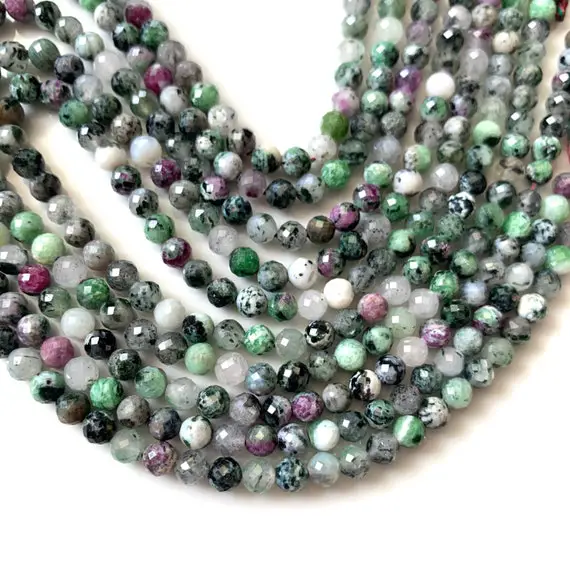 Gorgeous Ruby Zoisite Faceted Round Beads