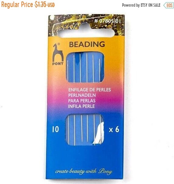 Pony Long Needles, 6 Beading Needles, Weaving Needles, Size 10, Needle Threader