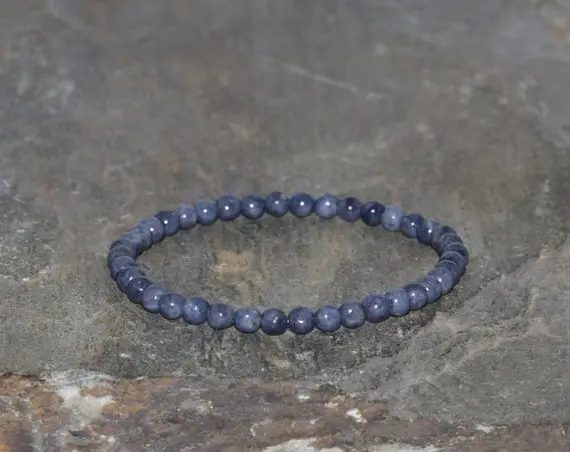 Sapphire Bracelet Handmade 4mm Dark Blue Sapphire Gemstone Bracelet Natural Sapphire Bracelet Stacking Bracelet Unisex Jewelry Hope Bracelet