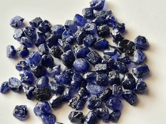8-12mm Blue Sapphire Rough, Un Drilled Glass Filled Raw Sapphire Natural Gem Stones, Loose Raw Blue Sapphire (5pcs To 10pcs Option) - Pdg335