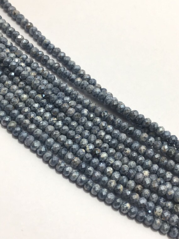 Natural Blue Sapphire Sillimanite Micro Faceted Rondelle 2 To 2.5 Mm Beads Strand / Blue Sapphire Sale / Precious Blue Sapphire Sillimanite