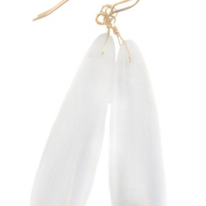 Shop Selenite Earrings! Selenite Long Smooth Earrings Natural Milky White Dangle Natural Simple Drops 2 1 / 2" Dangles 14k Solid Gold Or Filled Or Sterling Silver | Natural genuine Selenite earrings. Buy crystal jewelry, handmade handcrafted artisan jewelry for women.  Unique handmade gift ideas. #jewelry #beadedearrings #beadedjewelry #gift #shopping #handmadejewelry #fashion #style #product #earrings #affiliate #ad