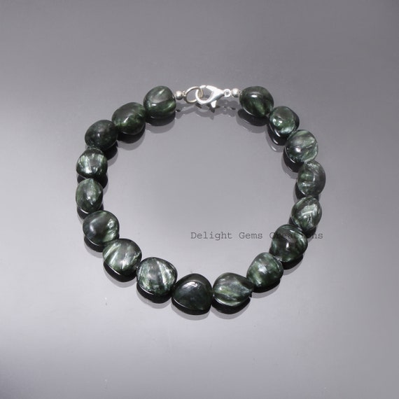 Aaa++ Seraphinite Beaded Necklace-green Smooth Tumble Seraphinite Gemstone Jewelry-rare Gemstone Women Jewelry-ornaments-best Gifts For Her