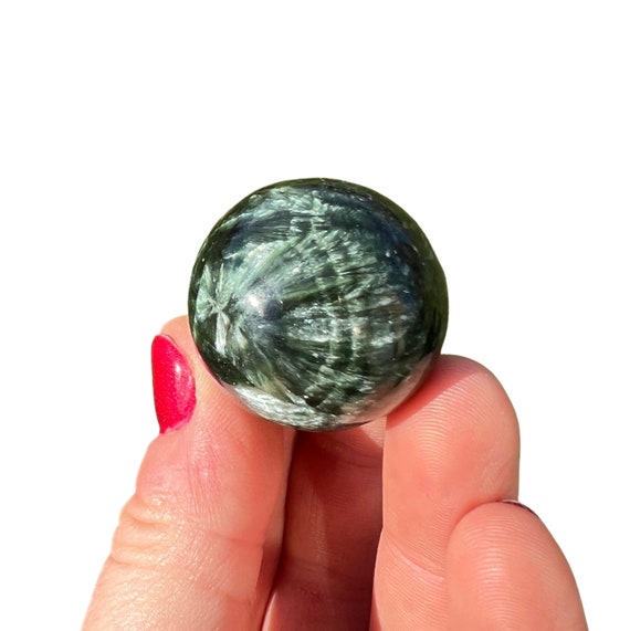 Seraphinite Sphere (~1.2") - Grade Aaa Seraphinite Stone Sphere - Seraphinite Crystal Sphere - Healing Crystal - Polished Seraphinite Ball