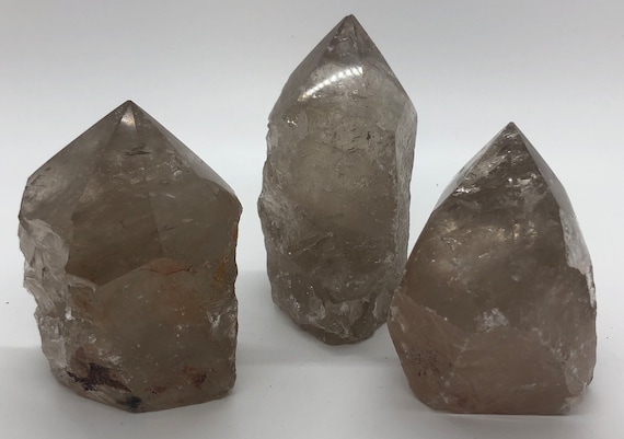 Smoky Quartz Crystal Point, Raw Sides, Cut Base With Polished Top, Healing Stone, Healing Crystal, Chakra Stone, Spiritual Stone, Reiki