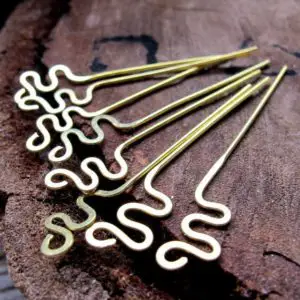 Shop Findings for Jewelry Making! Snake Headpins. Hammered Brass Head Pins 22 Gauge. Zigzag Wire Headpins Set 45mm Handmade Findings. Earring Dangles Swirl Eye Pins Headpins | Shop jewelry making and beading supplies, tools & findings for DIY jewelry making and crafts. #jewelrymaking #diyjewelry #jewelrycrafts #jewelrysupplies #beading #affiliate #ad