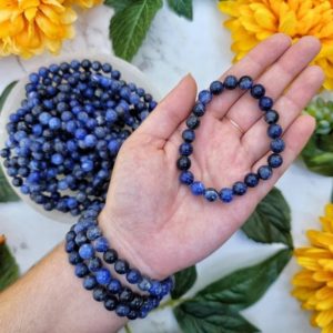 ONE Sodalite Bracelet – Throat Chakra – No. 627 | Natural genuine Sodalite bracelets. Buy crystal jewelry, handmade handcrafted artisan jewelry for women.  Unique handmade gift ideas. #jewelry #beadedbracelets #beadedjewelry #gift #shopping #handmadejewelry #fashion #style #product #bracelets #affiliate #ad