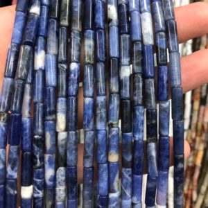 4x13mm Sodalite Tube Beads, Natural Stone Beads, Blue White Beads, Spacer Beads 15'' | Natural genuine beads Array beads for beading and jewelry making.  #jewelry #beads #beadedjewelry #diyjewelry #jewelrymaking #beadstore #beading #affiliate #ad