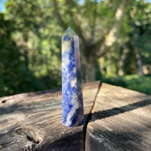 Shop Sodalite Points & Wands! Sodalite Crystal Point – Reiki Charged – Powerful Energy – Crystal Generator – Speak Your Truth – Throat Chakra –  #9 | Natural genuine stones & crystals in various shapes & sizes. Buy raw cut, tumbled, or polished gemstones for making jewelry or crystal healing energy vibration raising reiki stones. #crystals #gemstones #crystalhealing #crystalsandgemstones #energyhealing #affiliate #ad