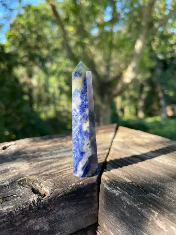 Sodalite Crystal Point - Reiki Charged - Powerful Energy - Crystal Generator - Speak Your Truth - Throat Chakra -  #9