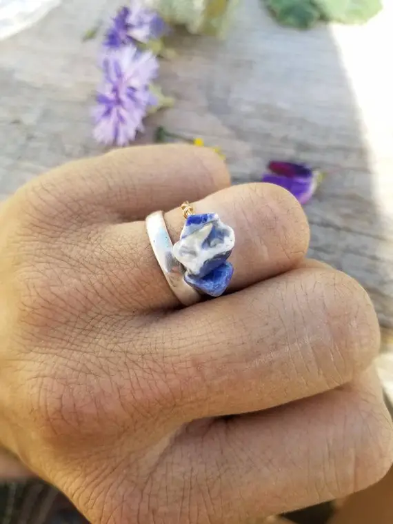 Sodalite Ring- Made To Order Custom Size, Dainty Crystal Ring Sodalite Crystal Ring