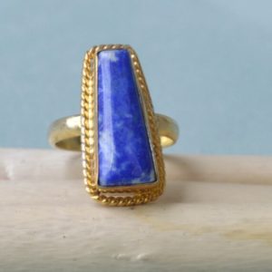 Shop Sodalite Rings! Natural Cab Sodalite Ring, Sterling Silver Yellow Plated, Rose Gold Plated Gold Ring, Blue Sodalite Gemstone Artisan Gift Ring | Natural genuine Sodalite rings, simple unique handcrafted gemstone rings. #rings #jewelry #shopping #gift #handmade #fashion #style #affiliate #ad