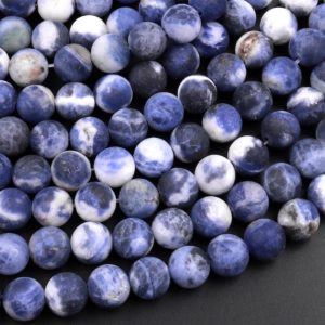 Matte Natural Denim Blue Sodalite 4mm 6mm 8mm 10mm Round Beads 15.5" Strand | Natural genuine round Sodalite beads for beading and jewelry making.  #jewelry #beads #beadedjewelry #diyjewelry #jewelrymaking #beadstore #beading #affiliate #ad