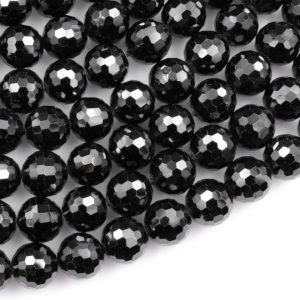 Shop Spinel Beads! AAA Genuine Natural Black Spinel Faceted 6mm 8mm 10mm Round Beads Gemstone 15.5" Strand | Natural genuine beads Spinel beads for beading and jewelry making.  #jewelry #beads #beadedjewelry #diyjewelry #jewelrymaking #beadstore #beading #affiliate #ad
