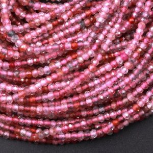 Shop Spinel Faceted Beads! AAA Real Genuine Natural Red Pink Spinel Faceted Rondelle Beads 2mm Multicolor Gemstone 15.5" Strand | Natural genuine faceted Spinel beads for beading and jewelry making.  #jewelry #beads #beadedjewelry #diyjewelry #jewelrymaking #beadstore #beading #affiliate #ad