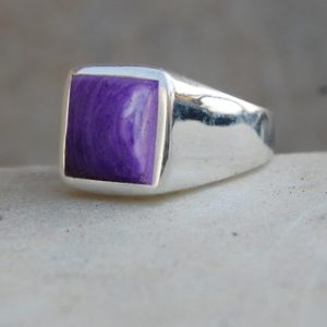 Shop Sugilite Rings! square cab purple sugilite gemstone 925 sterling silver ring / yellow gold , rose gold filled birthstone jewelry / purple sugilite ring | Natural genuine Sugilite rings, simple unique handcrafted gemstone rings. #rings #jewelry #shopping #gift #handmade #fashion #style #affiliate #ad