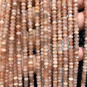 Shop Sunstone Faceted Beads! Sunstone Faceted Beads, Natural Gemstone Beads,  Nice Cut Rondelle Stone Beads 3x4mm 15'' | Natural genuine faceted Sunstone beads for beading and jewelry making.  #jewelry #beads #beadedjewelry #diyjewelry #jewelrymaking #beadstore #beading #affiliate #ad