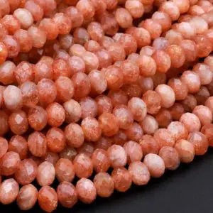 Fiery Natural Sunstone Faceted Rondelle Beads 4mm 5mm 6mm 15.5" Strand | Natural genuine faceted Sunstone beads for beading and jewelry making.  #jewelry #beads #beadedjewelry #diyjewelry #jewelrymaking #beadstore #beading #affiliate #ad