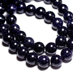 Shop Sunstone Bead Shapes! 10pc – Perles Pierre – Pierre Soleil Synthese bleu Galaxy Boules 8mm Noir Bleu Nuit Paillette – 8741140005273 | Natural genuine other-shape Sunstone beads for beading and jewelry making.  #jewelry #beads #beadedjewelry #diyjewelry #jewelrymaking #beadstore #beading #affiliate #ad