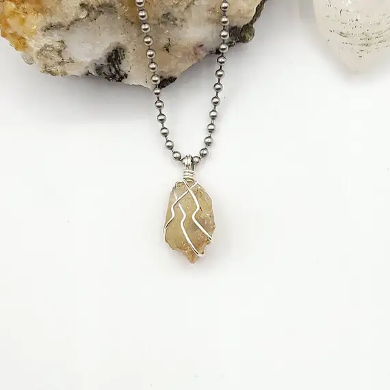 Oregon Sunstone Necklace, Silver Wire Wrapped Oregon Sunstone Pendant