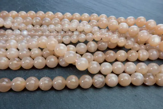 Natural Sunstone Gemstone Beads - Peach Sunstone Round Beads - Smooth Round Precious Stone  -4mm 6mm 8mm 10mm Sunstone Beads -15inch