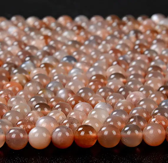 Natural Sunstone Gemstone Grade Aa Round 5mm 6mm Loose Beads 15 Inch Full Strand (d163)
