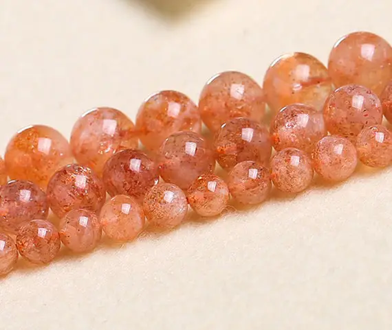 Natural Gold Point Sunstone Smooth Round Beads,4mm 6mm 8mm 10mm 12mm Sunstone Beads Wholesale Supply,one Strand 15"