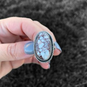 Sz 5 Wild Horse Magnesite statement ring | Natural genuine Magnesite rings, simple unique handcrafted gemstone rings. #rings #jewelry #shopping #gift #handmade #fashion #style #affiliate #ad