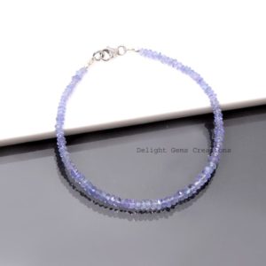 Natural Tanzanite Beaded Bracelet, 3.5-4mm Tanzanite Faceted Rondelle Bead Bracelet, Gemstone Bracelet, AAA++ quality Tanzanite Bracelet | Natural genuine Tanzanite bracelets. Buy crystal jewelry, handmade handcrafted artisan jewelry for women.  Unique handmade gift ideas. #jewelry #beadedbracelets #beadedjewelry #gift #shopping #handmadejewelry #fashion #style #product #bracelets #affiliate #ad