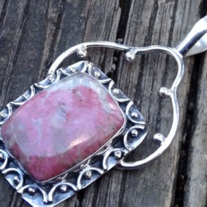 Handmade Sterling Silver Pink Thulite Statement Necklace