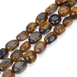 Shop Tiger Eye Chip & Nugget Beads! 1 Strand/15" Natural Golden Yellow Tiger Eye Healing Gemstone Tumbled Round Nugget Rock 10-13mm Stone Beads for Bracelet Jewelry Making | Natural genuine chip Tiger Eye beads for beading and jewelry making.  #jewelry #beads #beadedjewelry #diyjewelry #jewelrymaking #beadstore #beading #affiliate #ad