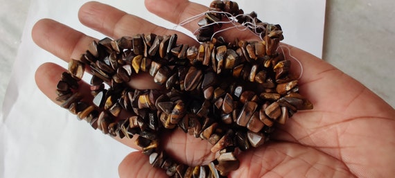 35"  Tiger Eye Chip Beads, Uncut Chip Bead, 3-7mm, Polished Beads, Smooth Tiger Eye Chip Bead, Wholesale Price, Jewelery Supplies