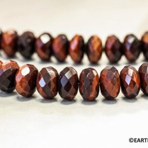 Shop Tiger Eye Faceted Beads! M/ Red Tiger Eye 12mm/ 10mm Faceted Rondelle Loose Beads  Length 16" long | Natural genuine faceted Tiger Eye beads for beading and jewelry making.  #jewelry #beads #beadedjewelry #diyjewelry #jewelrymaking #beadstore #beading #affiliate #ad