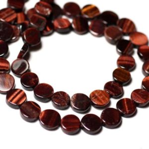Shop Tiger Eye Bead Shapes! Fil 34cm 46pc env – Perles de Pierre – Oeil de Taureau Tigre Rouge Palets 6-7mm – 8741140012806 | Natural genuine other-shape Tiger Eye beads for beading and jewelry making.  #jewelry #beads #beadedjewelry #diyjewelry #jewelrymaking #beadstore #beading #affiliate #ad