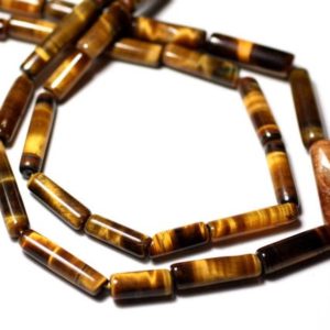 Shop Tiger Eye Bead Shapes! Fil 38cm 27pc env – Perles de Pierre – Oeil de Tigre Tubes 10-16mm – 8741140013254 | Natural genuine other-shape Tiger Eye beads for beading and jewelry making.  #jewelry #beads #beadedjewelry #diyjewelry #jewelrymaking #beadstore #beading #affiliate #ad