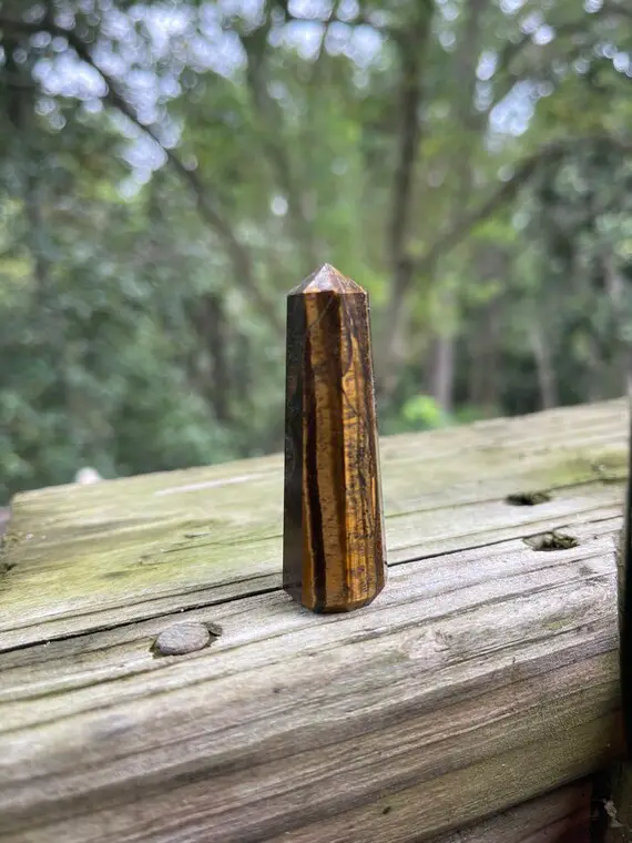 Tiger Eye Crystal Point - Reiki Charged - Creative Energy - Good-luck - Mental Clarity - Release Fear & Anxiety - Mood Balancer - Obelisk 4