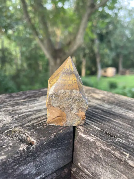 Tiger's Eye Generator - Crystal Point - Raw Sides - Reiki Charged - Powerful Motivational Energy - Courage - Good-luck & Mental Clarity - #7