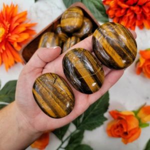 Tiger's Eye Palm Stone- Root or Solar Plexus Chakra – No. 106 | Natural genuine stones & crystals in various shapes & sizes. Buy raw cut, tumbled, or polished gemstones for making jewelry or crystal healing energy vibration raising reiki stones. #crystals #gemstones #crystalhealing #crystalsandgemstones #energyhealing #affiliate #ad