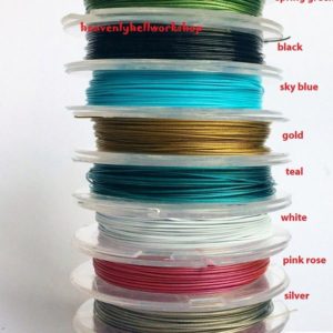 Shop Beading Wire! Tiger tail beading wire 0.38mm nylon coated flexible wire pick colors black pink craft wire colored wire 26 gauge | Shop jewelry making and beading supplies, tools & findings for DIY jewelry making and crafts. #jewelrymaking #diyjewelry #jewelrycrafts #jewelrysupplies #beading #affiliate #ad