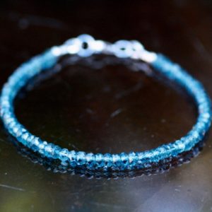 Shop Topaz Bracelets! Natural London Blue Topaz Bracelet Solid 14K White Gold , 7.36"  December Birthstone | Natural genuine Topaz bracelets. Buy crystal jewelry, handmade handcrafted artisan jewelry for women.  Unique handmade gift ideas. #jewelry #beadedbracelets #beadedjewelry #gift #shopping #handmadejewelry #fashion #style #product #bracelets #affiliate #ad