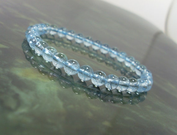 Natural Sky Blue Topaz Bracelet 6mm,  Women Men Bracelet, Natural Gemstone Bracelet, December Birthstone, Gift For Her/ Him + Gift Box