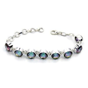 Shop Topaz Bracelets! Sterling Silver Rainbow of Lights' Mystic Topaz Bracelet & Sterling Silver Adjustable FREE SHIPPING Valentine Mother Day Anniversary Gift | Natural genuine Topaz bracelets. Buy crystal jewelry, handmade handcrafted artisan jewelry for women.  Unique handmade gift ideas. #jewelry #beadedbracelets #beadedjewelry #gift #shopping #handmadejewelry #fashion #style #product #bracelets #affiliate #ad