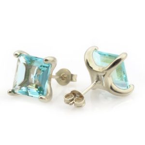 Shop Topaz Earrings! Square Gemstone Earrings · Blue Topaz Earrings · 925 Sterling Silver Earrings · Stud Earrings Silver · Gift Earrings For Her | Natural genuine Topaz earrings. Buy crystal jewelry, handmade handcrafted artisan jewelry for women.  Unique handmade gift ideas. #jewelry #beadedearrings #beadedjewelry #gift #shopping #handmadejewelry #fashion #style #product #earrings #affiliate #ad